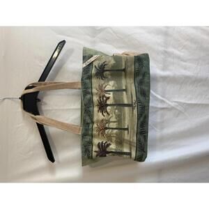 Paul Brent “Seaside” Palm Tree Canvas Tote Bag Green Beach Bag